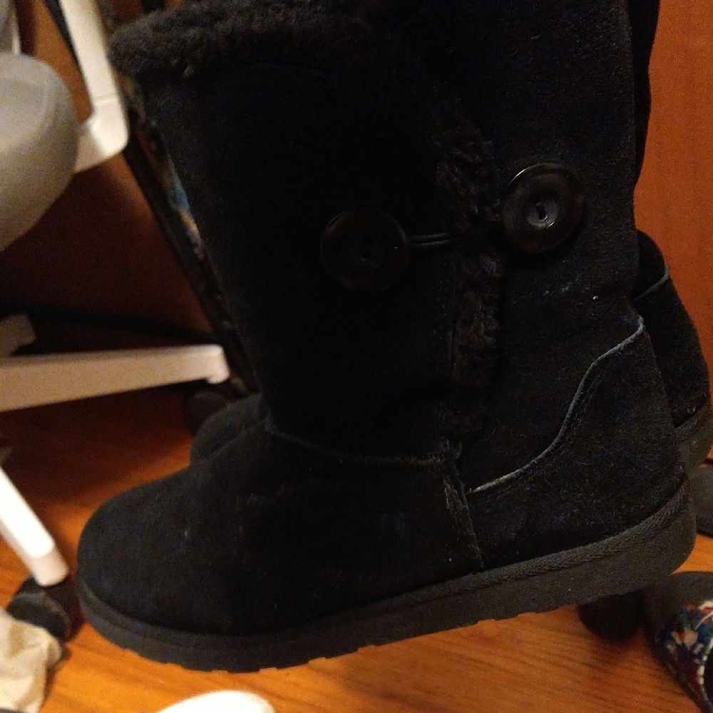 SO Black Ankle Boots with Button Detail